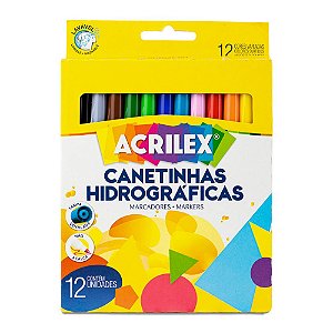Canetinha Hidrográfica com 12 Cores - Acrilex