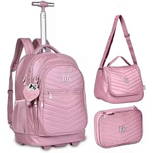 kit de Mochila com rodinha Rebecca Bonbon Rose