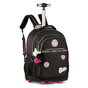 Mochila de Rodas Rebecca Bonbon - 9 Litros - Rosa e Preto