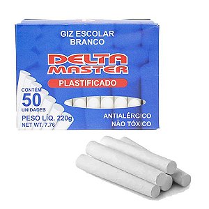 Giz Escolar Branco Plastificado cx com 50 unid