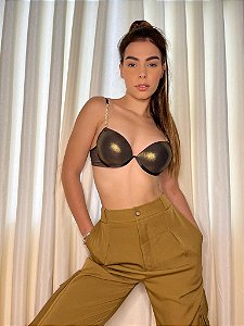 Conjunto de lingerie sem bojo, com aro (todo de renda) - Camutiê