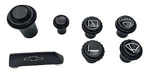 Jogo De Botões Painel C10 C14, C15, D10, A10, Veraneio Preto Kit Com 7 Peças