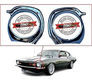 Aro Farol Ford Maverick Cromado Alumínio Par V8 73 A 79