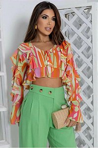 Cropped Chiffon Babados