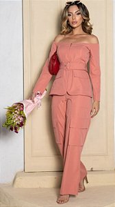 CONJ. CALÇA CARGO E BLUSA OMBRO A OMBRO