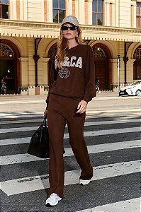 CONJ.TRICOT MODAL BLUSA M/L E CALÇA RETA