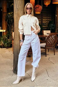 CALÇA JEANS COLOR LISTRADA