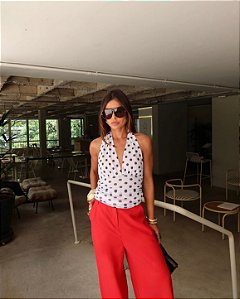 Blusa de tule poá frente única