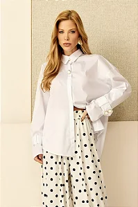 CAMISA TRICOLINE C/ BOTÃO ORGANICO METALIZADO