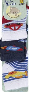 KIT MEIA DUCK ATOALHADA ESTAMPADA MENINO RN