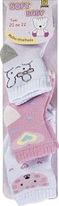 KIT MEIA DUCK ATOALHADA ESTAMPADA MENINA 16/19