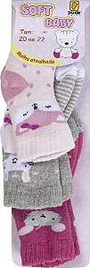 KIT MEIA DUCK ATOALHADA ESTAMPADA MENINA 20/22