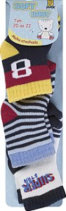 KIT MEIA DUCK ATOALHADA ESTAMPADA MENINO 20/22