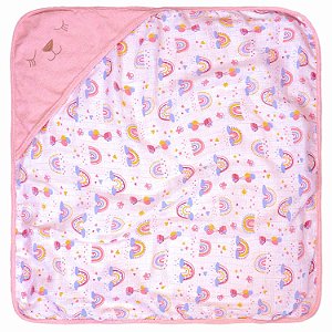 TOALHA PLUSH BUBLIM PETIT ARCO IRIS ROSA