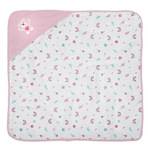 TOALHA BUBLIM MALHA PLUSH URSA CORACAO ROSA