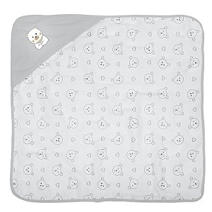 TOALHA BUBLIM MALHA PLUSH URSO CINZA
