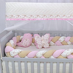 KIT DE BERCO BALU BABY TRANÇA - JARDIM ROSA