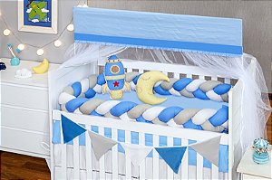 KIT DE BERCO BALU BABY TRANÇA - FOGUETE AZUL