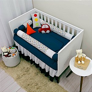 KIT DE BERCO BALU BABY ROLO - CARROS MARINHO