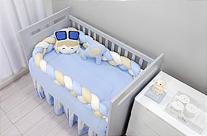 KIT DE BERCO BALU BABY TRANÇA - AVIADOR AZUL