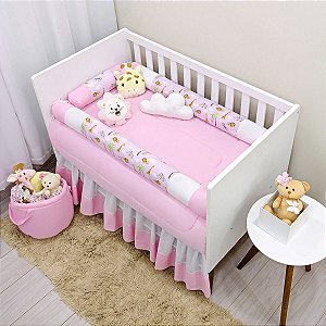 KIT DE BERCO BALU BABY ROLO - REINO ANIMAL ROSA