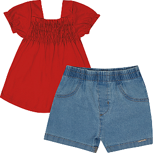 CONJUNTO PULLA BULLA 49222 VERMELHO 1 ANO