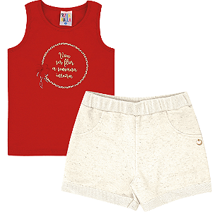 CONJUNTO PULLA BULLA 49215 VERMELHO 3 ANOS
