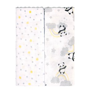TOALHA FRALDA BUBLIM PETIT PANDA CINZA