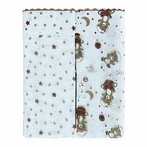TOALHA FRALDA BUBLIM PETIT URSO ESPAÇO MARROM
