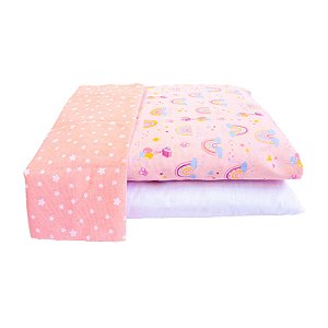 JOGO DE LENCOL BUBLIM PETIT ARCO IRIS ROSA