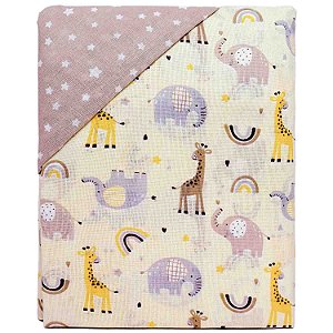 JOGO DE LENCOL BUBLIM PETIT GIRAFA CREME