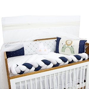 KIT DE BERCO BRUBRELEL ENCANTO TRANÇA LION MARINHO