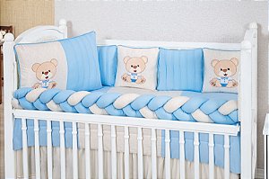 KIT DE BERÇO TIQUINHO ROYAL - URSO ENCANTO AZUL