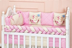 KIT DE BERÇO TIQUINHO RETRO URSA ROSA