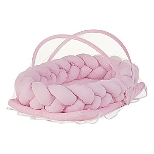 NINHO TIQUINHO TRANÇA COM MOSQUITEIRO ROSA