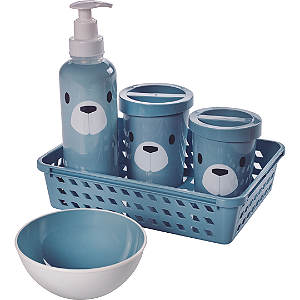 KIT HIGIENE PLASUTIL DECORA BEAR AZUL