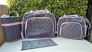 KIT BOLSA LUDY 4PCS- REF35/36 CINZA ROSA