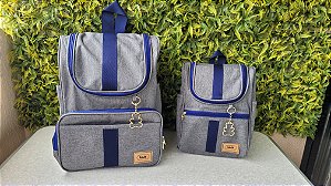 KIT MOCHILA LUDY - REF90/91 CINZA MARINHO