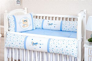 KIT DE BERÇO TIQUINHO FOFINHO -AVIAOZINHO AZUL