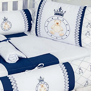KIT DE BERÇO TIQUINHO FOFINHO - URSO REALEZA MARINHO
