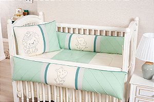 KIT DE BERÇO TIQUINHO FOFINHO - REI DA SELVA VERDE MENTA