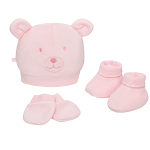 KIT TOUCA SAPATO E LUVA FOFINHO ROSA