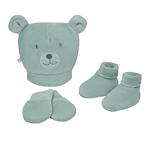 KIT TOUCA SAPATO E LUVA FOFINHO VERDE