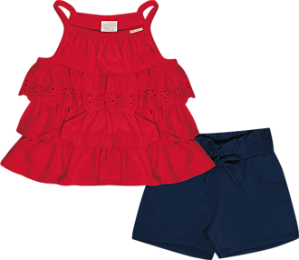 CONJUNTO PULLA BULLA 50620 VERMELHO 3 ANOS