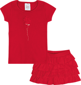 CONJUNTO PULLA BULLA 50624 VERMELHO 1 ANO