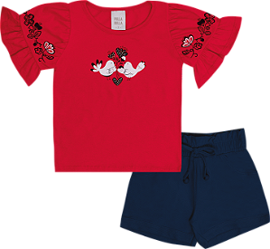 CONJUNTO PULLA BULLA 50622 VERMELHO 1 ANO