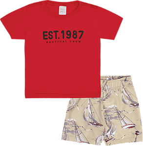 CONJUNTO PULLA BULLA 50671 VERMELHO 3 ANOS