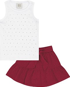 CONJUNTO PULLA BULLA 52221 VERMELHO 1 ANO