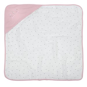 TOALHA BUBLIM MALHA PLUSH FLORZINHAS ROSA