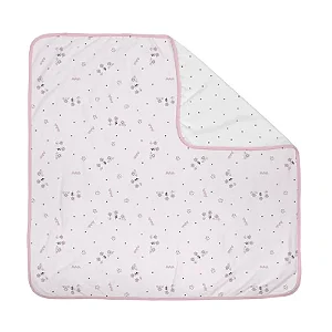 MANTA DUPLA FACE BUBLIM MALHAS - FLORZINHAS ROSA